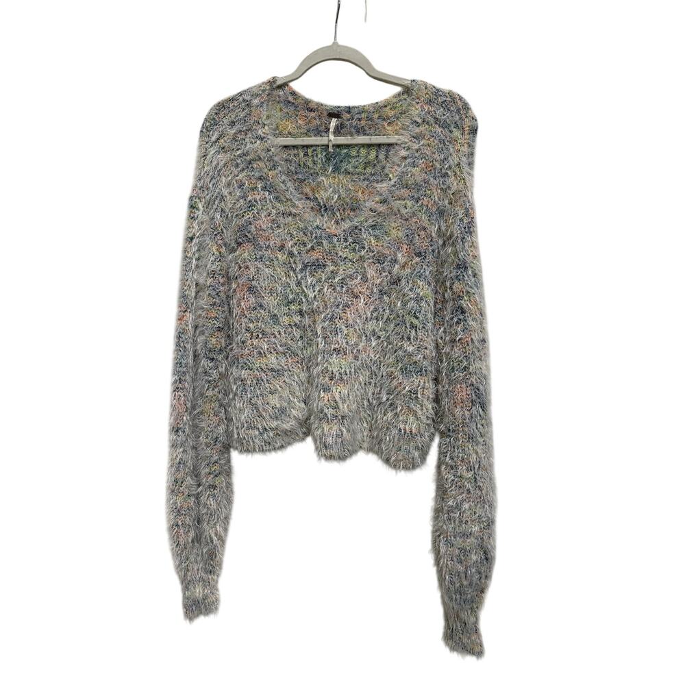 Free People Gelato Pullover Sweaters Women's XS Fuzzy Eyelash Knit Multicolor